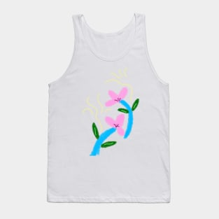 Pink blue flower art Tank Top